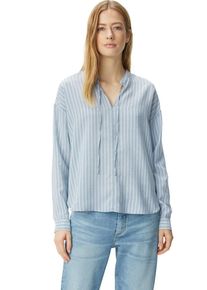 Marc O'Polo Marc O'Polo, Damen Bluse, Rauchblau / Weiß