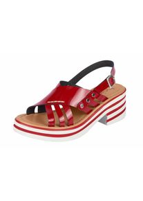 Heine, Damen Sandalette mit Plateau-Sohle, Rot / Wei&szlig;