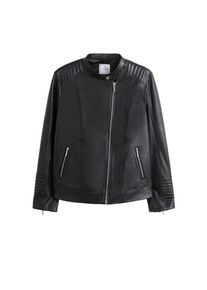 Violeta by Mango, Damen Lederjacke 'isabel5', Schwarz
