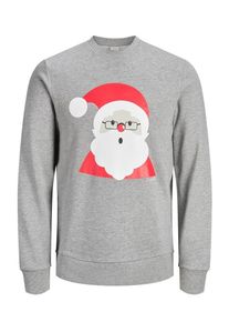 Jack & Jones JACK & JONES, Herren Weihnachts Strickpullover, Graumeliert / Hellrot / Wei&szlig;