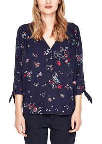 s.Oliver RED LABEL, Damen Tunikabluse mit Knoten-Details, Navy / Hellblau / Rot