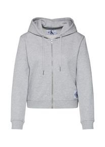 Calvin Klein Jeans, Damen Sweatjacke 'BOXY ZIP UP MONOGRAM BADGE', Grau