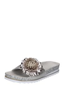 Bugatti, Damen Pantolette mit Blütenapplikation, Silber