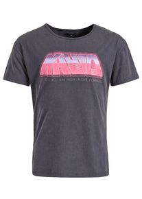 Khujo, Herren T-Shirt ' Willi 80's Video', Graphit / Rosa
