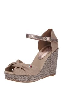 Tommy Hilfiger, Damen Sandale 'ICONIC ELENA METALLIC CANVAS', Sand