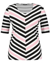 SAMOON, Damen T-Shirt, Hellpink / Schwarz / Wei&szlig;