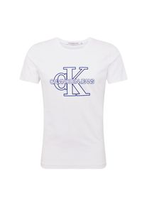 Calvin Klein Jeans, Herren Shirt ' MONOGRAM FRONT LOGO ', Royalblau / Wei&szlig;