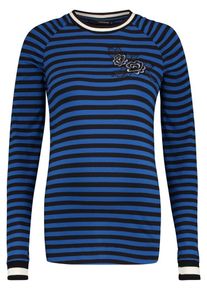 Supermom, Damen Langarmshirt 'Striped', Blau / Schwarz / Wei&szlig;