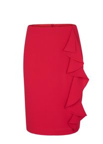 s.Oliver BLACK LABEL, Damen Bleistiftrock mit Volant, Rot