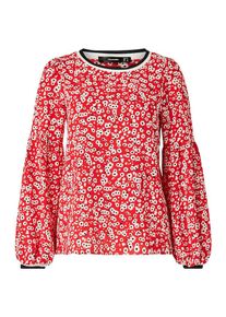Hallhuber, Damen Print-Bluse mit Ballonärmeln, Rot / Schwarz / Weiß