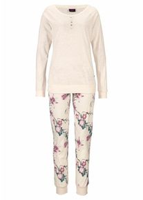 Buffalo, Damen Lang&auml;rmliger Pyjama mit Bluprint, Beige