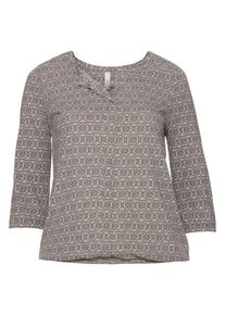 sheego Casual, Damen 3/4-Arm-Shirt, Braun / Hellgrau