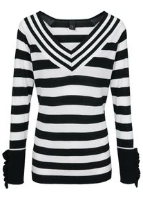 Heine, Damen Pullover, Schwarz / Wei&szlig;