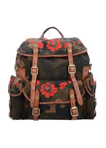 Campomaggi, Damen Rucksack, Cognac / Dunkelgrün / Rot