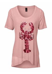 Heine, Damen Shirt mit Pailletten-Besatz, Rosé