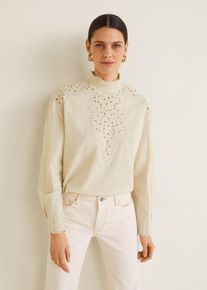 Mango, Damen Bluse 'Embro', Creme