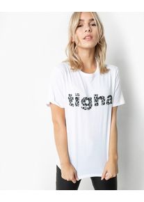 tigha, Damen T-Shirt, Hellgrau / Schwarz / Wei&szlig;