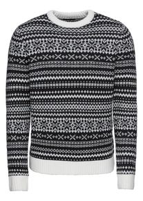 New Look, Herren Strickpullover 'FAIRISLE', Schwarz / Weiß