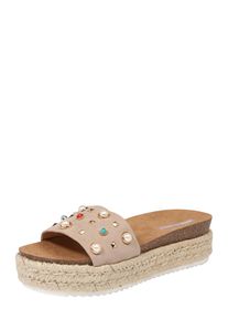 MTNG, Damen Pantoletten 'PERLA', Neonblau / Taupe / Feuerrot / Weiß