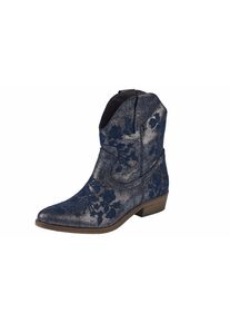 Heine, Damen Stiefelette mit Stickerei, Marine / Silber