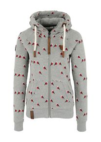 Naketano, Damen Sweatjacke 'Brazzo Doofmann', Graumeliert / Rot