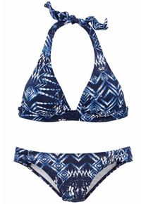 s.Oliver RED LABEL, Damen Triangel-Bikini, Blau / Weiß