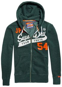 Superdry, Herren Sweatjacke 'HERITAGE CLASSIC', Tanne / Dunkelorange / Weiß