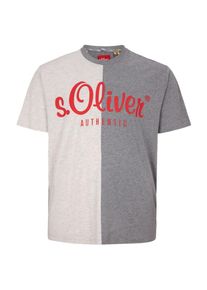 s.Oliver RED LABEL, Herren T-Shirt, Hellgrau / Graumeliert / Rot