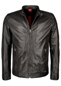 Mustang, Herren Lederjacke mit Reißverschluss und Stehkragen ' Max ', Schwarz