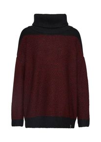Iriedaily, Damen Pullover 'Block Turtle Knit', Dunkelgrau / Dunkelrot