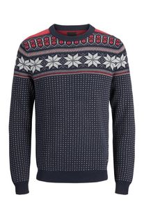 PRODUKT, Herren Pullover 'Grandad', Navy / Taupe / Rot