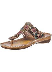 Laura Vita, Damen Zehentrenner 'Brive 86', Rauchblau / Hellbraun / Hellgrün / Rosé