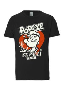 logoshirt, Herren T-Shirt 'Popeye der Seemann - St. Pauli - PO - 1967', Schwarz