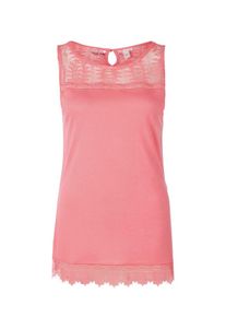 Q/S Designed By, Damen Jerseytop mit Spitzenpasse, Lachs