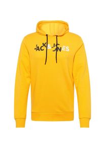 Jack & Jones JACK & JONES, Herren Sweatshirt 'JCOBOOSTER SWEAT HOOD MARCH 19', Gelb / Schwarz / Wei&szlig;