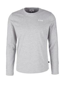 Q/S Designed By, Herren Longsleeve, Graumeliert / Wei&szlig;