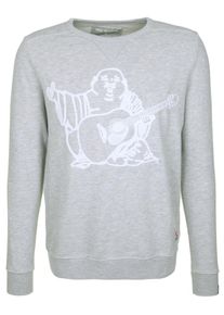 True Religion, Herren Sweatshirt 'Buddha', Grau / Weiß