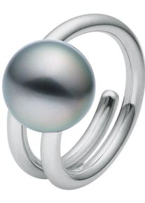 Christ, Damen Pearls Ring '87005348', Anthrazit / Silber