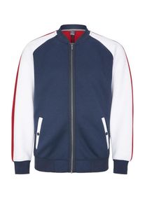 s.Oliver RED LABEL, Herren Sweatjacke, Taubenblau / Rot / Weiß
