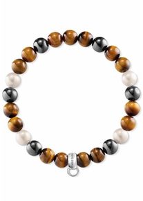 Thomas Sabo, Damen Charm-Armband 'Braun, Grau, Weiss, X0218-948-2-L', Rostbraun / Schwarz / Silber / Perlweiß