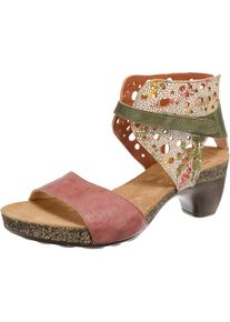 Think!, Damen Sandalen 'Traudi', Rosegold / Grasgr&uuml;n / Orange / Wei&szlig;