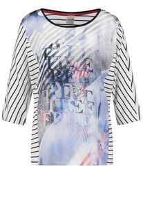 Taifun, Damen T-Shirt, Taubenblau / Hellblau / Rosé / Schwarz / Weiß
