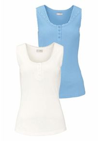 Cheer, Damen Spitzentop (Packung, 2 tlg., 2er-Pack), Hellblau / Wei&szlig;