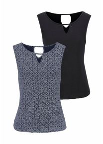 Lascana, Damen Top, Marine / Schwarz / Weiß