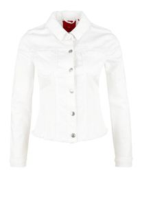 s.Oliver RED LABEL, Damen Bestickte Jeansjacke mit Fransen, Weiß