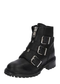 PS Poelman, Damen Stiefelette im Biker-Look, Schwarz