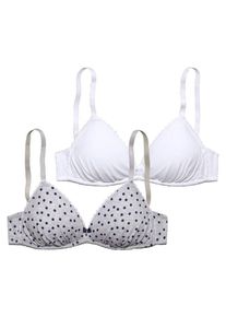 Petite Fleur, Damen BH ohne Bügel mit herausnehmbaren Schalen (2 Stck.), Grau / Weiß