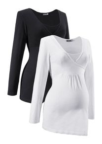Neun Monate, Damen Stillshirt (Packung, 2 Stück), Schwarz / Weiß