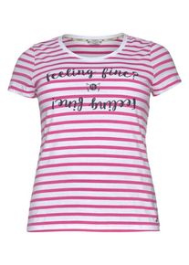 Tom Tailor, Damen Polo Team T-Shirt, Pink / Wei&szlig;