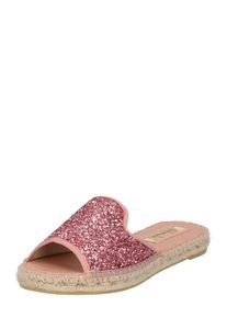 Vidorreta, Damen Pantolette mit Glitzer und Bastumrandung, Altrosa / Dunkelpink